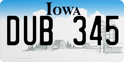 IA license plate DUB345