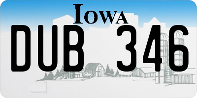 IA license plate DUB346
