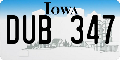 IA license plate DUB347