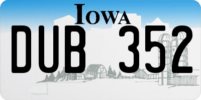 IA license plate DUB352