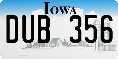IA license plate DUB356