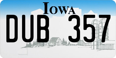 IA license plate DUB357