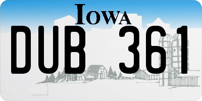 IA license plate DUB361