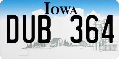 IA license plate DUB364