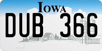 IA license plate DUB366