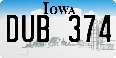 IA license plate DUB374