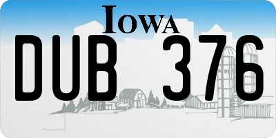 IA license plate DUB376
