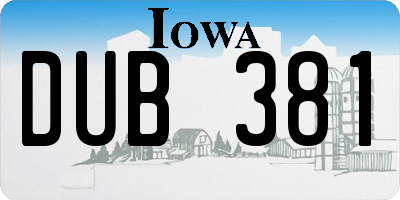 IA license plate DUB381