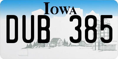 IA license plate DUB385