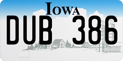IA license plate DUB386
