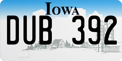 IA license plate DUB392