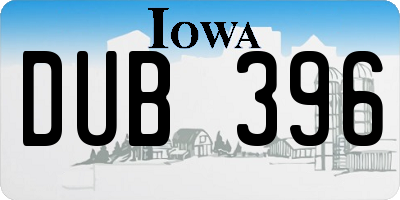 IA license plate DUB396