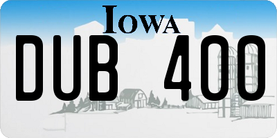 IA license plate DUB400