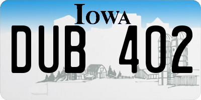 IA license plate DUB402