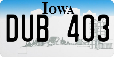 IA license plate DUB403