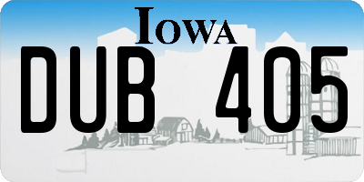 IA license plate DUB405