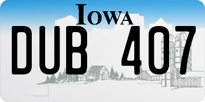 IA license plate DUB407