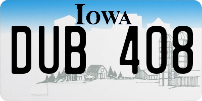 IA license plate DUB408