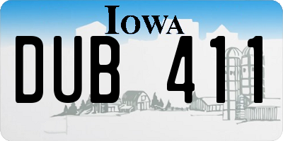 IA license plate DUB411