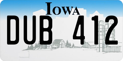 IA license plate DUB412