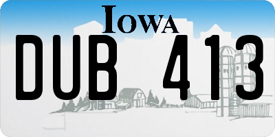 IA license plate DUB413