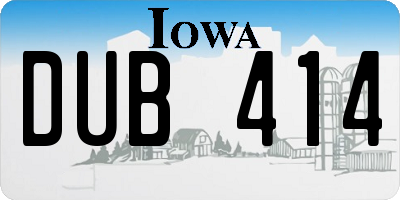 IA license plate DUB414