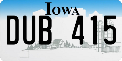 IA license plate DUB415