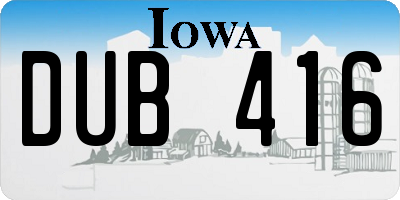 IA license plate DUB416