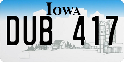 IA license plate DUB417