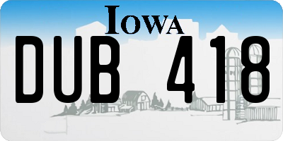 IA license plate DUB418