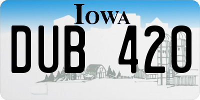 IA license plate DUB420