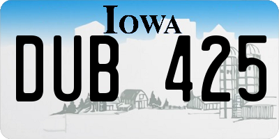 IA license plate DUB425