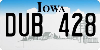 IA license plate DUB428