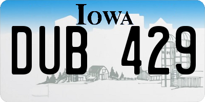 IA license plate DUB429