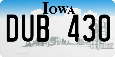 IA license plate DUB430