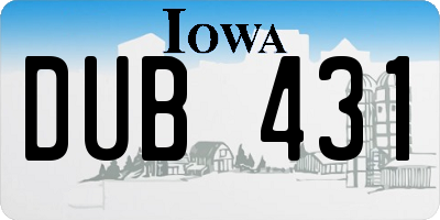 IA license plate DUB431