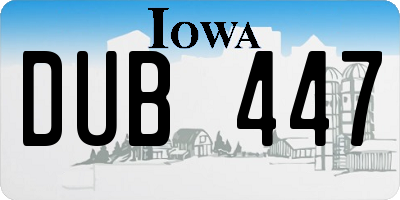 IA license plate DUB447