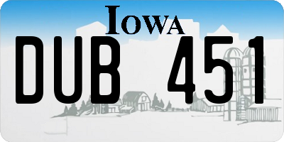 IA license plate DUB451