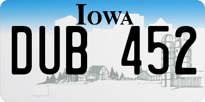 IA license plate DUB452