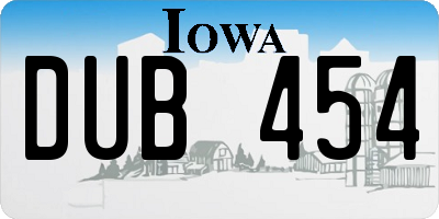 IA license plate DUB454