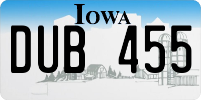 IA license plate DUB455