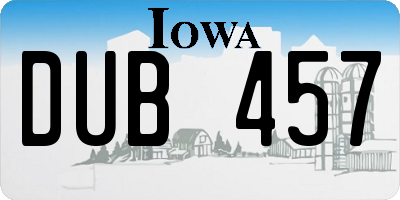 IA license plate DUB457