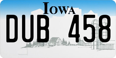 IA license plate DUB458