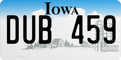 IA license plate DUB459