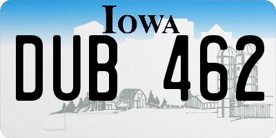IA license plate DUB462