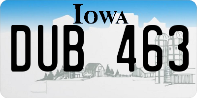 IA license plate DUB463
