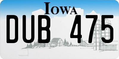 IA license plate DUB475