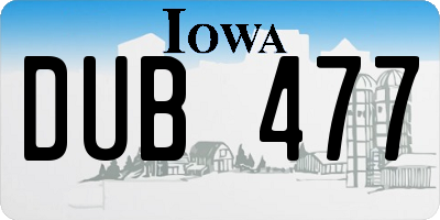 IA license plate DUB477