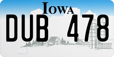 IA license plate DUB478