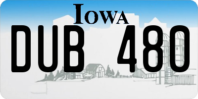 IA license plate DUB480